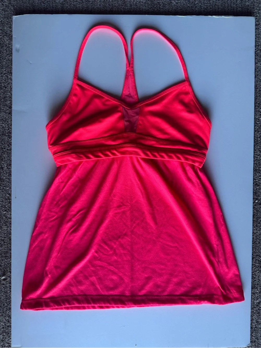 Alo Yoga Neon Pink Coral Strappy Tank Top Built in Bra